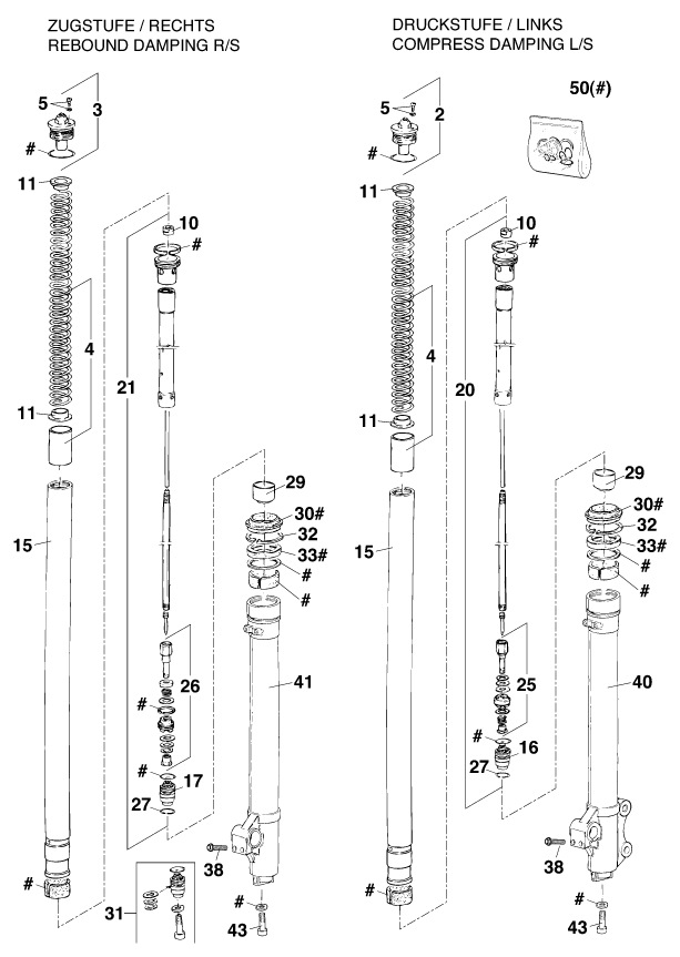 JAMBES DE FOURCHE 125 200 98 125 EXC EU 1998