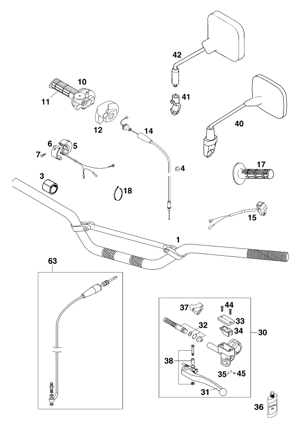 GUIDON ARMATURES POUR 125 SX 98 EU