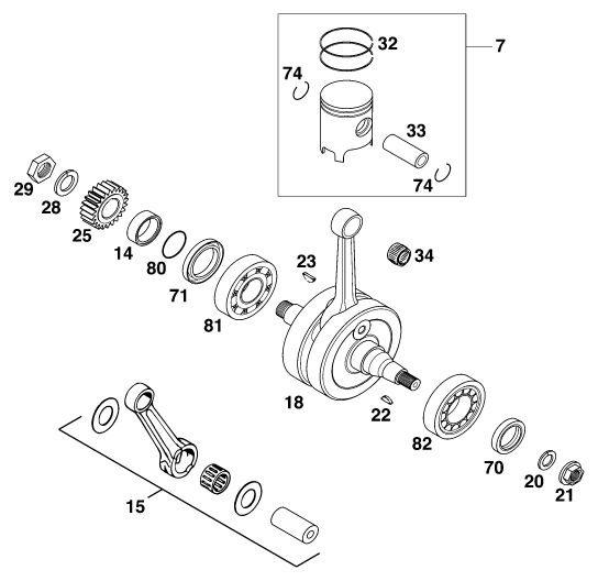 VILEBREQUIN PISTON POUR 125 EXC 2000 EU