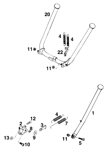 BEQUILLE LATERALE  BEQUILLE CENTRALE POUR 125 LC2 80 98 EU