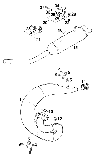 SYSTEME DECHAPPEMENT POUR 125 LC2 100 98 (EU)