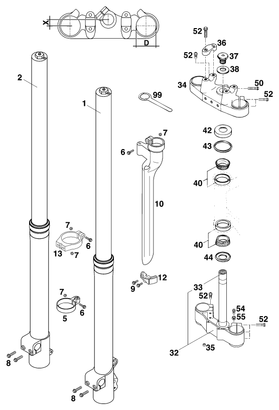 FOURCHE TELESCOPIQUE TE DE FOURCHE POUR 620 SUP-COMP (EU)