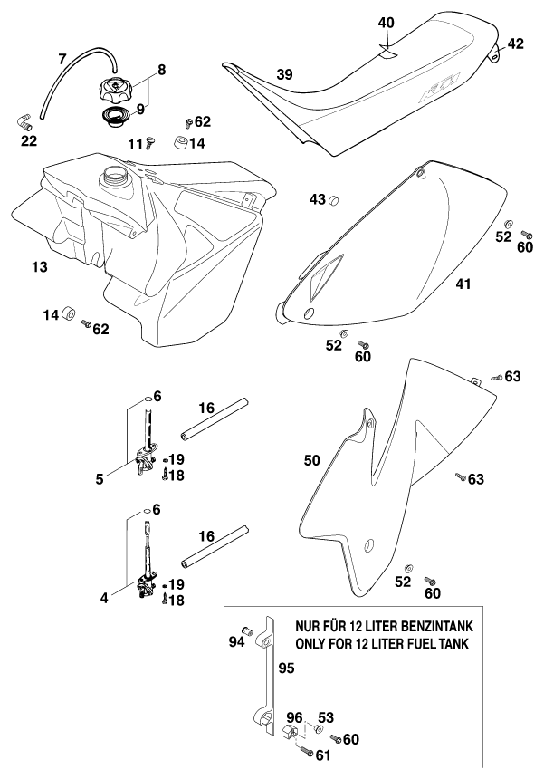 RESERVOIR SELLE POUR 125 EXC EU