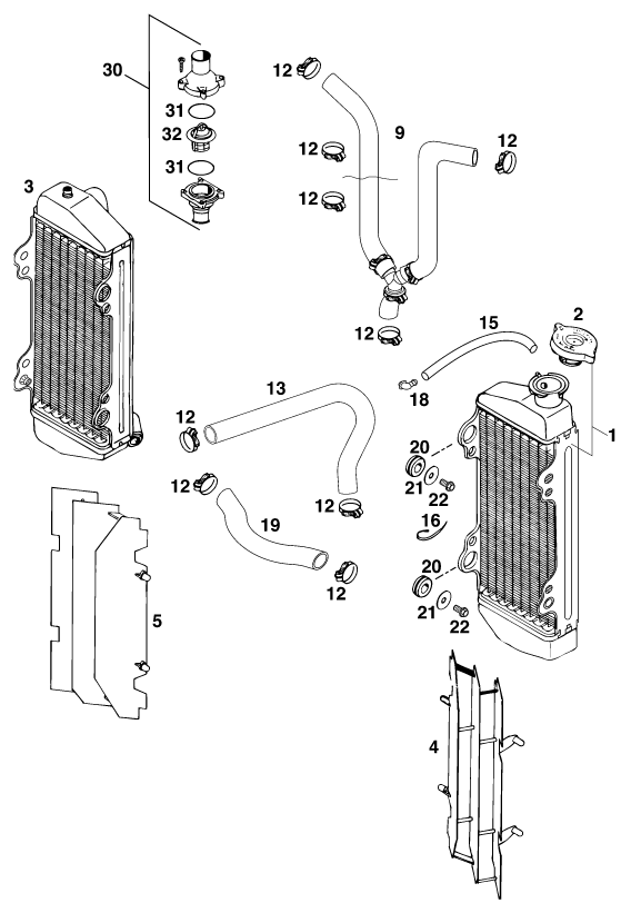 SYSTEME DE REFROIDISSEMENT POUR 250 EXC 98 (EU)