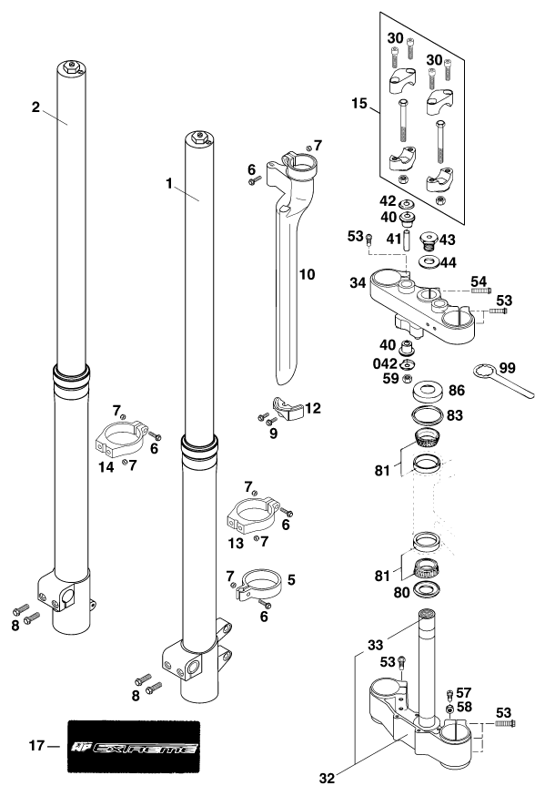 FOURCHE TELESCOPIQUE TE DE FOURCHE POUR 640 ADVENTURE-R D (EU)