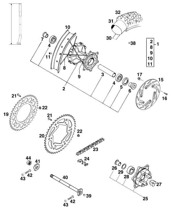 ROUE ARRIERE POUR 400 LC 4 98 (EU)