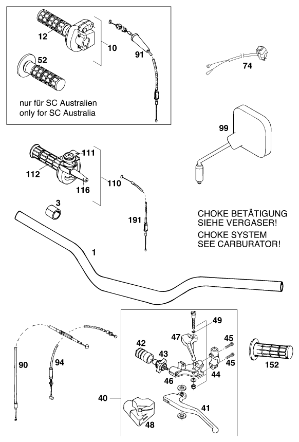 GUIDON ARMATURES POUR 620 SX EU