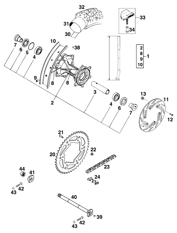 ROUE ARRIERE POUR 400 SX-C (EU)