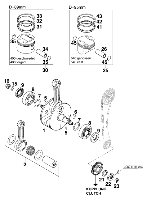 VILEBREQUIN PISTON POUR 400 LC4-E 2000 (EU)