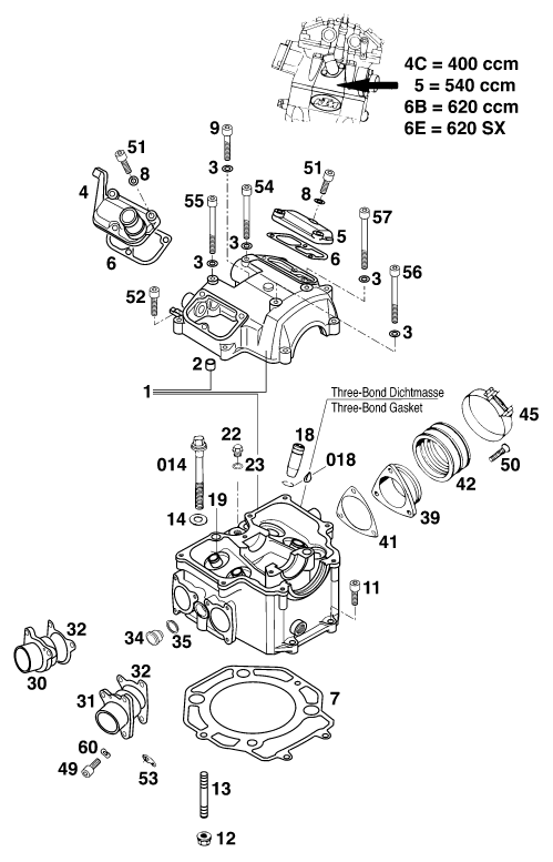 CULASSE POUR 400 SX C EU