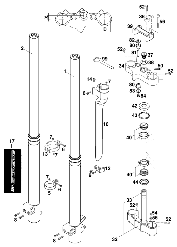 FOURCHE TELESCOPIQUE TE DE FOURCHE POUR 400 LC 4 98 EU