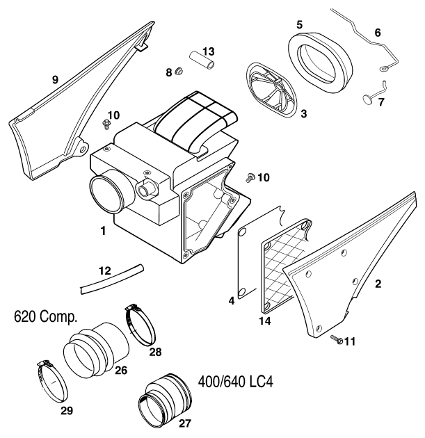 FILTRE A AIR POUR 400 LC 4 98 EU