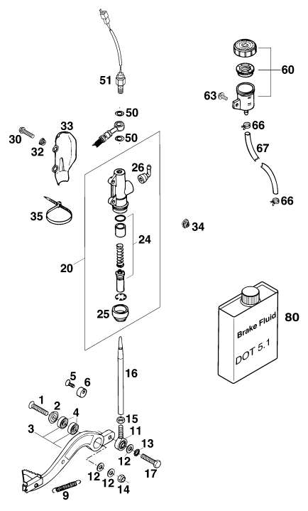 SYSTEME DE FREIN ARRIERE POUR 400 LC 4 98 (EU)