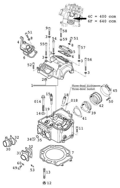 CULASSE POUR 400 LC4-E 2000 (EU)