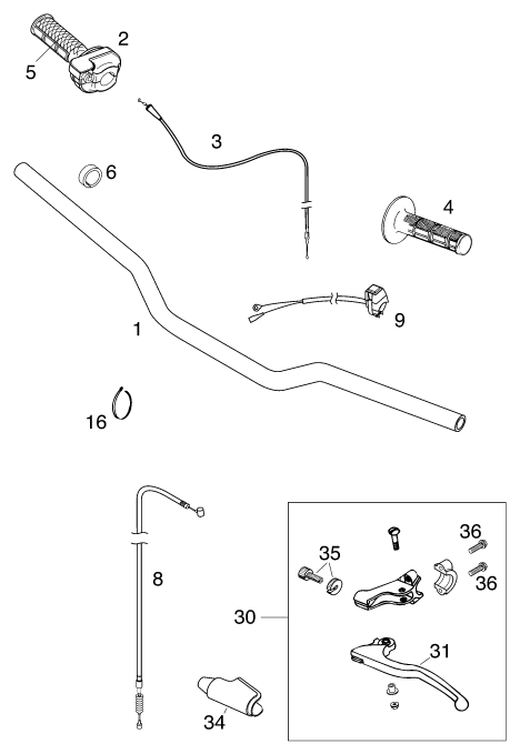 GUIDON ARMATURES POUR 60 SX 2000 (EU)