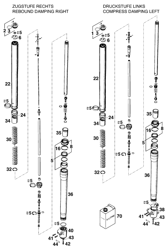 FOURCHE TELESCOPIQUE POUR 125 SX 99 (EU)