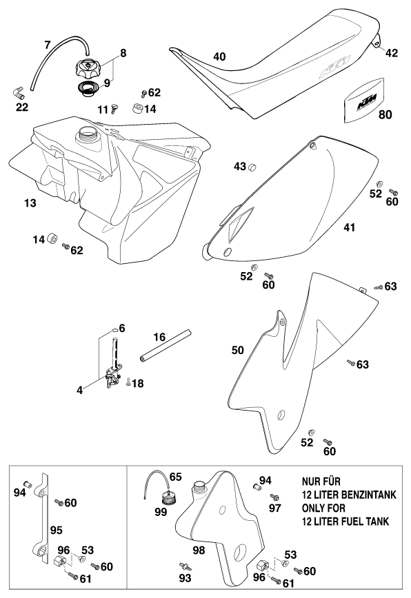 RESERVOIR SELLE POUR 125 SX 99 EU
