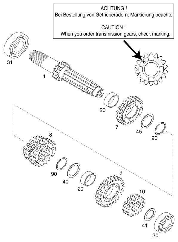 BOITE DE VITESSE I ARBRE PRIMAIRE POUR 125 SUPERMOTO 100 2000 (EU)