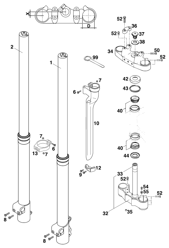 FOURCHE TELESCOPIQUE TE DE FOURCHE POUR 620 SX 99 EU