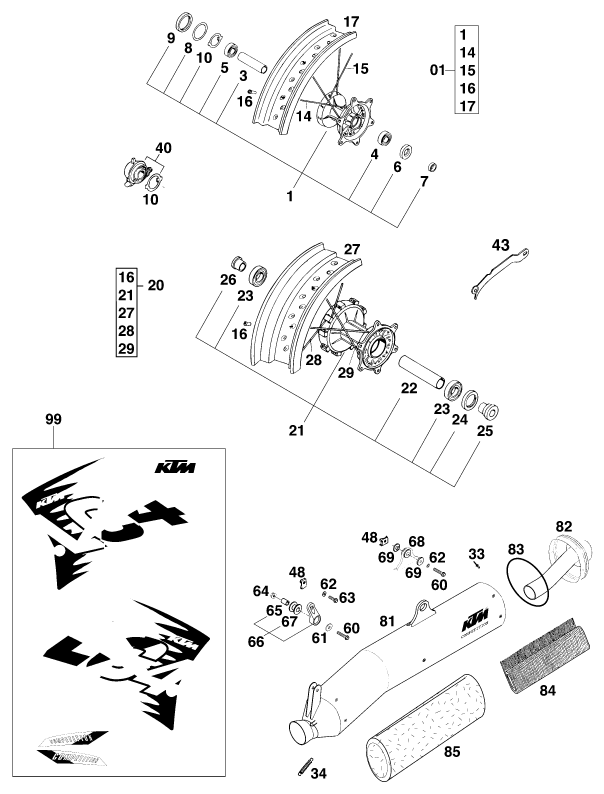 PIECES NEUVES POUR 620 LC-4 SUPER-MOTO 99 (EU)