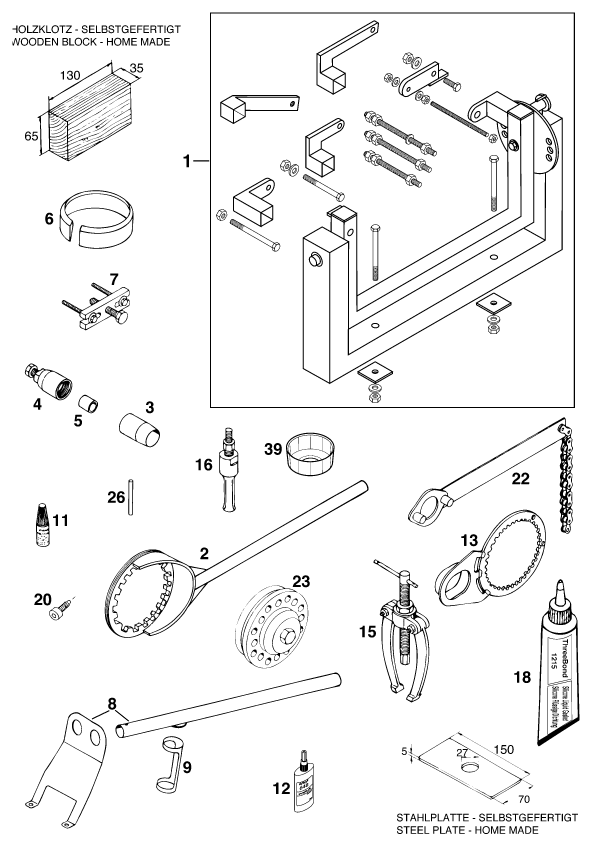 OUTILS SPECIAUX MOTEUR POUR 620 SC 2000 (EU)