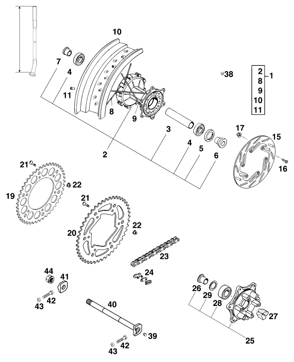 ROUE ARRIERE POUR 620 LC-4 SUPER-MOTO 99 (EU)