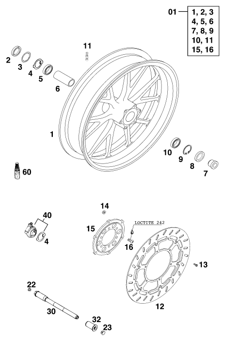 ROUE AVANT POUR 640 DUKE II 2000 EU