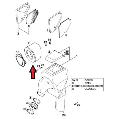 FILTRE A AIR POUR SX/EXC DE 1994 A 1996 ET LC4 DE 1994 A 2006